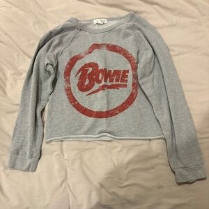grey Bowie "Strike" cropped graphic sweatshirt